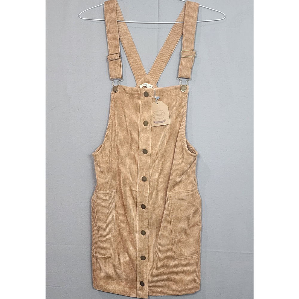 Kori Corduroy Jumper‎ Button Front Mini Dress Rust Brown Womens Sz M NWT